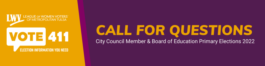 banner image requesting submission of questions for online voters' guide